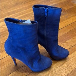 Christian Louboutin blue suede ankle boots GUC size 38. No box.